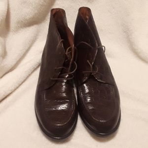 Talbots Croc Print Brown Ankle Boots, 8W